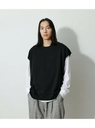 AZUL BY MOUSSY VEST SET LONG TEE アズールバイマウジー トップス カットソー・Tシャツ ブラック ホワイト【送料無料】