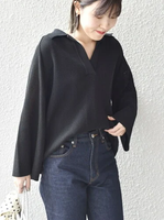 【SALE／70%OFF】SHIPS WOMEN ＜手洗い可能＞コットンポリメッシュポロプルオーバー シップス トップス ニット ブラック ホワイト【送料無料】