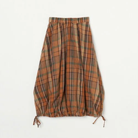 【SALE／60%OFF】HELIOPOLE MADRAS LINEN BALLOON SKIRT エリオポール スカート その他のスカート オレンジ ネイビー【送料無料】