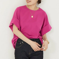 【SALE／60%OFF】Rouge vif la cle ターンバックカットソー ルージュ・ヴィフ ラクレ トップス カットソー・Tシャツ ピンク ホワイト グレー【送料無料】