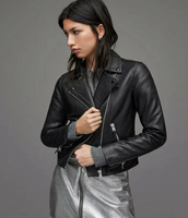 ALLSAINTS (W)DALBY BIKER オールセインツ ジャケット・アウター ライダースジャケット ブラック【送料無料】