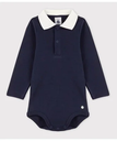 PETIT BATEAU 衿つき長袖ボディ プチバトー マタニティウェア・ベビー用品 ロンパース・カバーオール ホワイト