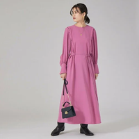 【SALE／60%OFF】Rouge vif la cle パフスリーブワンピース ルージュ・ヴィフ ラクレ ワンピース・ドレス シャツワンピース ピンク ブラック【送料無料】