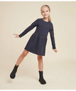 【SALE／30%OFF】PETIT BATEAU ドットプリント長袖ワンピース プチバトー ワンピース・ドレス ワンピース【送料無料】