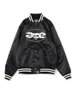 A BATHING APE APE RELAXED FIT NYLON VARSITY JACKET ア ベイシング エイプ ジャケット・アウター スタジャン・スカジャン ブラック ブルー【送料無料】