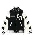 A BATHING APE A BATHING APE RELAXED FIT VARSITY JACKET M ア ベイシング エイプ ジャケット・アウター ブルゾン・ジャンパー ブラック オレンジ【送料無料】