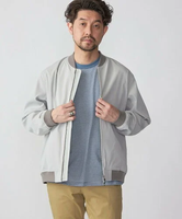 【SALE／60%OFF】SHIPS MEN SHIPS:＜ストレッチ＞ツイル MA-1 リブ ブルゾン シップス ジャケット・アウター ブルゾン・ジャンパー グレー イエロー グリーン【送料無料】