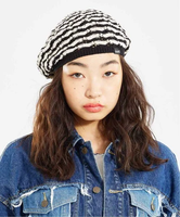 【SALE／50%OFF】X-girl STRIPED KNIT BERET 帽子 X-girl エックスガール 帽子 ハンチング・ベレー帽 ブラック ネイビー イエロー