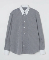 【SALE／50%OFF】SHIPS MEN Errico Formicola: ギンガムチェック タブカラー クレリック シャツ シップス トップス シャツ・ブラウス ネイビー【送料無料】
