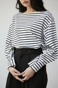 【SALE／60%OFF】AZUL BY MOUSSY VOLUME BORDER CUFF SLEEVE TOPS アズールバイマウジー トップス カットソー・Tシャツ ホワイト ブラック