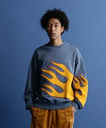 【SALE／40%OFF】Schott CREW SWEAT FIRE PATTERN/クルーネック スウェット "ファイアパターン ショット トップス スウェット・トレーナー ブルー ブラック オレンジ グレー【送料無料】