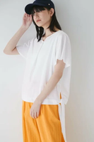 【SALE／30%OFF】human woman ◆コットンアムンゼンカットソー ヒューマン ウーマン トップス カットソー・Tシャツ ホワイト ネイビー【送料無料】