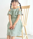 【SALE／20%OFF】ROPE' PICNIC KIDS 【KIDS】小花柄オフショルダーワンピース ロペピクニック ワンピース・ドレス ワンピース グリーン ホワイト