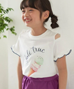 【SALE／20%OFF】ROPE' PICNIC KIDS 【KIDS】肩見せアイスクリーム転写プリントTシャツ ロペピクニック トップス カットソー・Tシャツ ホワイト ネイビー ピンク