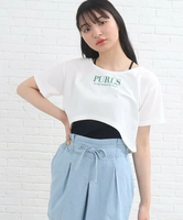 【SALE／60%OFF】PINK-latte 【2点SET】短丈Tシャツ+キャミソールSET ピンク ラテ トップス アンサンブル ホワイト レッド ブルー