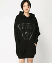 【SALE／30%OFF】GUESS GUESS パーカー (W)Alisa Long Hooded Sweatshirt ゲス トップス パーカー・フーディー ブラック ベージュ【送料無料】