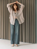 【SALE／50%OFF】Mila Owen ヒップハングストレートワイドデニムパンツ【ウォッシャブル】 ミラオーウェン パンツ ジーンズ・デニムパンツ グレー ブルー【送料無料】