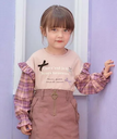 【SALE／30%OFF】any FAM KIDS チェック袖 ドッキング プルオーバー エニィファム トップス カットソー・Tシャツ ピンク ベージュ ブラック