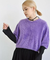 【SALE／50%OFF】DRESSTERIOR CODE A ｜ shaggy cropped tops ドレステリア トップス ニット パープル【送料無料】