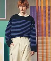 MAISON SPECIAL 18GMilanRibsBorderPrime-OverBoatNeckKnitPullover メゾンスペシャル トップス ニット グレー ブラック ホワイト パープル【送料無料】