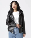 Schott Women's/直営限定/HOODED RIDERS JACKET/フーディー ライダース ジャケット ショット ジャケット・アウター ライダースジャケット ブラック【送料無料】