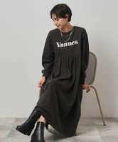 【SALE／30%OFF】SHOO・LA・RUE 【体型カバー】ロゴプリント フレアワンピース シューラルー ワンピース・ドレス その他のワンピース・ドレス グレー グリーン
