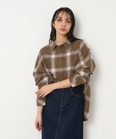 【SALE／50%OFF】SHOO・LA・RUE 【大人カジュアル】一枚でも羽織でも ゆるチェックシャツ シューラルー トップス シャツ・ブラウス ベージュ ブルー