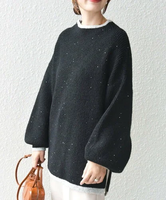 【SALE／50%OFF】SHIPS WOMEN * ＜手洗い可能＞スパンコール ラメ 片畦 プルオーバー ◇ シップス トップス ニット ブラック グレー ベージュ【送料無料】