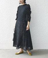 【SALE／50%OFF】SHIPS WOMEN little black:2WAY ギャザー オパール レース ワンピース シップス ワンピース・ドレス ドレス ブラック【送料無料】