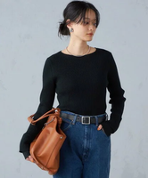 【SALE／50%OFF】SHIPS WOMEN ＜手洗い可能＞ウォッシャブル リブ 袖口 デザイン ニット ◇ シップス トップス ニット ブラック グレー ブラウン ブルー【送料無料】