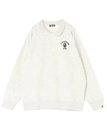 A BATHING APE COLLEGE L/S POLO SHIRT ア ベイシング エイプ トップス ポロシャツ ホワイト ブルー【送料無料】