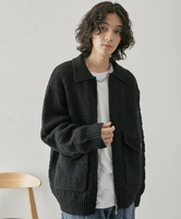 【SALE／70%OFF】JUNRed ネップニットジップブルゾン ジュンレッド ジャケット・アウター ブルゾン・ジャンパー ブラック グレー【送料無料】