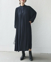 【SALE／50%OFF】SHIPS WOMEN little black:＜手洗い可能 / セレモニー対応可＞カッセン ボリューム ワンピース シップス ワンピース・ドレス ワンピース ネイビー グレー ブルー【送料無料】