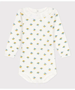 【SALE／20%OFF】PETIT BATEAU プリント衿付き長袖ボディ プチバトー マタニティウェア・ベビー用品 ロンパース・カバーオール ホワイト