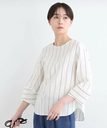 【SALE／60%OFF】INDIVI 【洗える/袖コンシャス】ドビーストライプブラウス インディヴィ トップス シャツ・ブラウス ホワイト ベージュ【送料無料】