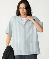 【SALE／30%OFF】SHIPS MEN BENCH MARKING SHIRT: ストライプレース オープンカラー 半袖 シャツ シップス トップス シャツ・ブラウス グレー ブラウン ブラック【送料無料】