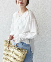 【SALE／40%OFF】SHIPS WOMEN * ＜手洗い可能＞強撚 コットン シアー ボイル フリル ブラウス ◇ シップス トップス シャツ・ブラウス ホワイト レッド ネイビー【送料無料】