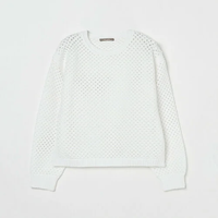 【SALE／20%OFF】HELIOPOLE EYELET CREW NECK エリオポール トップス ニット ホワイト グレー ブラック【送料無料】