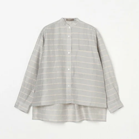 【SALE／30%OFF】HELIOPOLE LINEN BORDER BAND COLLAR SHIRT エリオポール トップス シャツ・ブラウス グレー【送料無料】