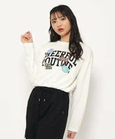 【SALE／50%OFF】PINK-latte 【大人気】カレッジワッペン ロングTシャツ ピンク ラテ トップス カットソー・Tシャツ ホワイト ブラック ブルー