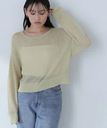 【SALE／50%OFF】NATURAL BEAUTY BASIC ＜クロップドシアーニットシリーズ＞ワイドカフスプルオーバー ナチュラルビューティベーシック トップス ニット イエロー ブラック ブルー