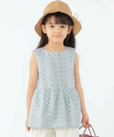 【SALE／30%OFF】SHIPS KIDS SHIPS KIDS:100~130cm / レース ペプラム ノースリーブ ブラウス シップス トップス シャツ・ブラウス ブルー ホワイト【送料無料】