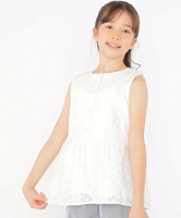 【SALE／30%OFF】SHIPS KIDS SHIPS KIDS:140~150cm / レース ペプラム ノースリーブ ブラウス シップス トップス シャツ・ブラウス ホワイト ブルー【送料無料】