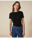 PETIT BATEAU クルーネック半袖Tシャツ プチバトー トップス カットソー・Tシャツ ブラック ホワイト ネイビー【送料無料】