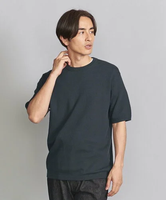 【SALE／50%OFF】BEAUTY&YOUTH UNITED ARROWS ガスコットン ダイアゴナル クルーネック ショートスリーブ ニット ユナイテッドアローズ アウトレット トップス ニット ネイビー ホワイト グレー