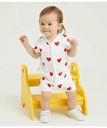 PETIT BATEAU ハートプリントショートロンパース プチバトー マタニティウェア・ベビー用品 ロンパース・カバーオール ホワイト【送料無料】