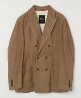 【SALE／40%OFF】SHIPS MEN 【SHIPS別注】CINQUANTA: スエード ダブルブレスト レザージャケット シップス ジャケット・アウター テーラードジャケット・ブレザー カーキグリーン ネイビー【送料無料】