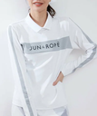 JUN&ROPE' RIB衿ロゴ&ライン使い長袖プルオーバー ジュンアンドロペ トップス カットソー・Tシャツ ホワイト ネイビー【送料無料】