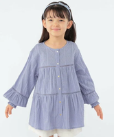 【SALE／40%OFF】SHIPS KIDS SHIPS KIDS:100~130cm / スナップ ボタン ティアード ブラウス シップス トップス シャツ・ブラウス ブルー ホワイト【送料無料】