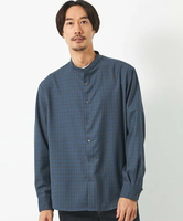 【SALE／70%OFF】UNITED ARROWS green label relaxing ウォッシャブル ビエラ チェック バンドカラー シャツ -防シワ- ユナイテッドアローズ アウトレット トップス シャツ・ブラウス ブルー ホワイト グリーン